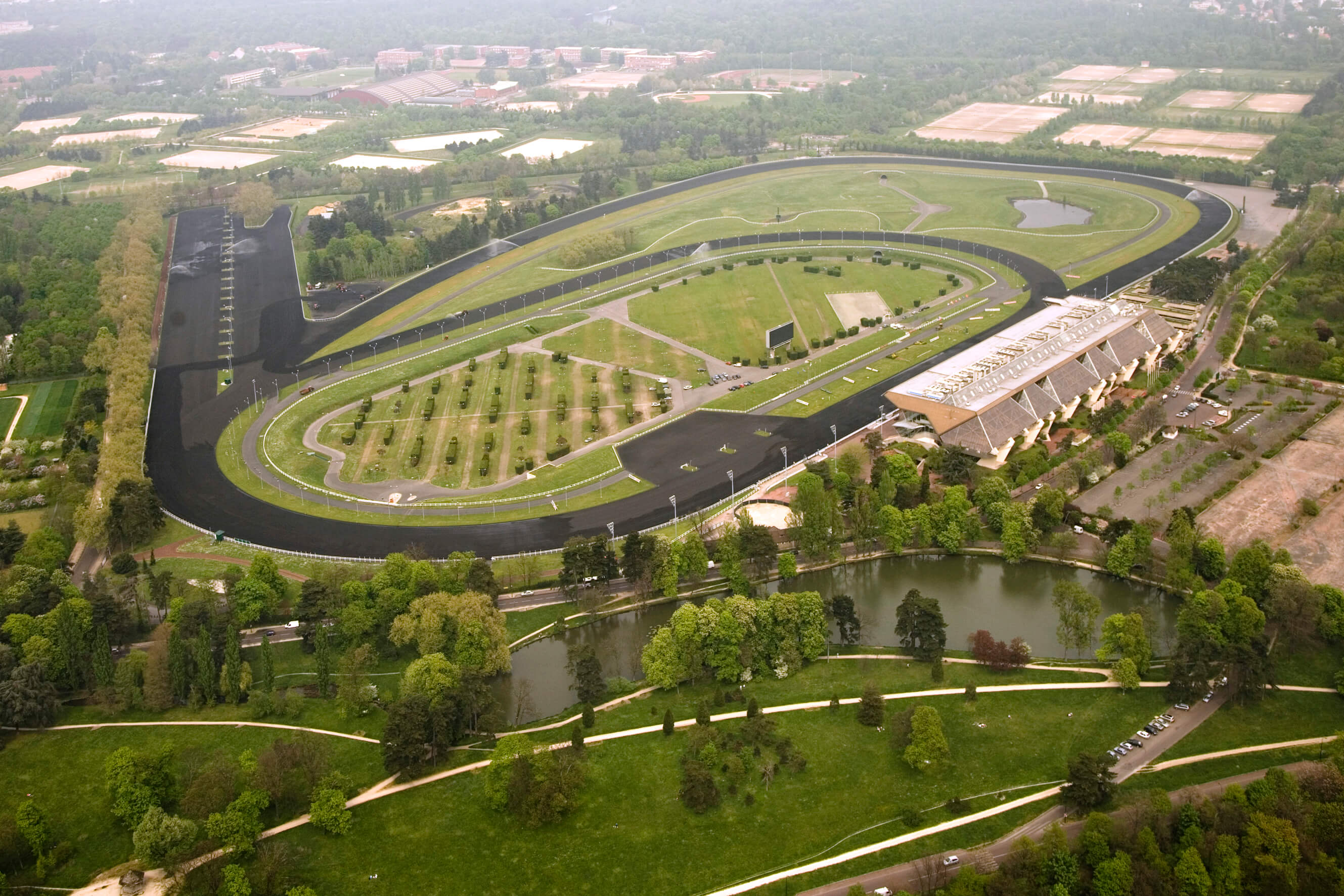 An Aerial View of Vincennes Hippodrome. Image by Vincennes Hippodrome. paris standardbred horse racing